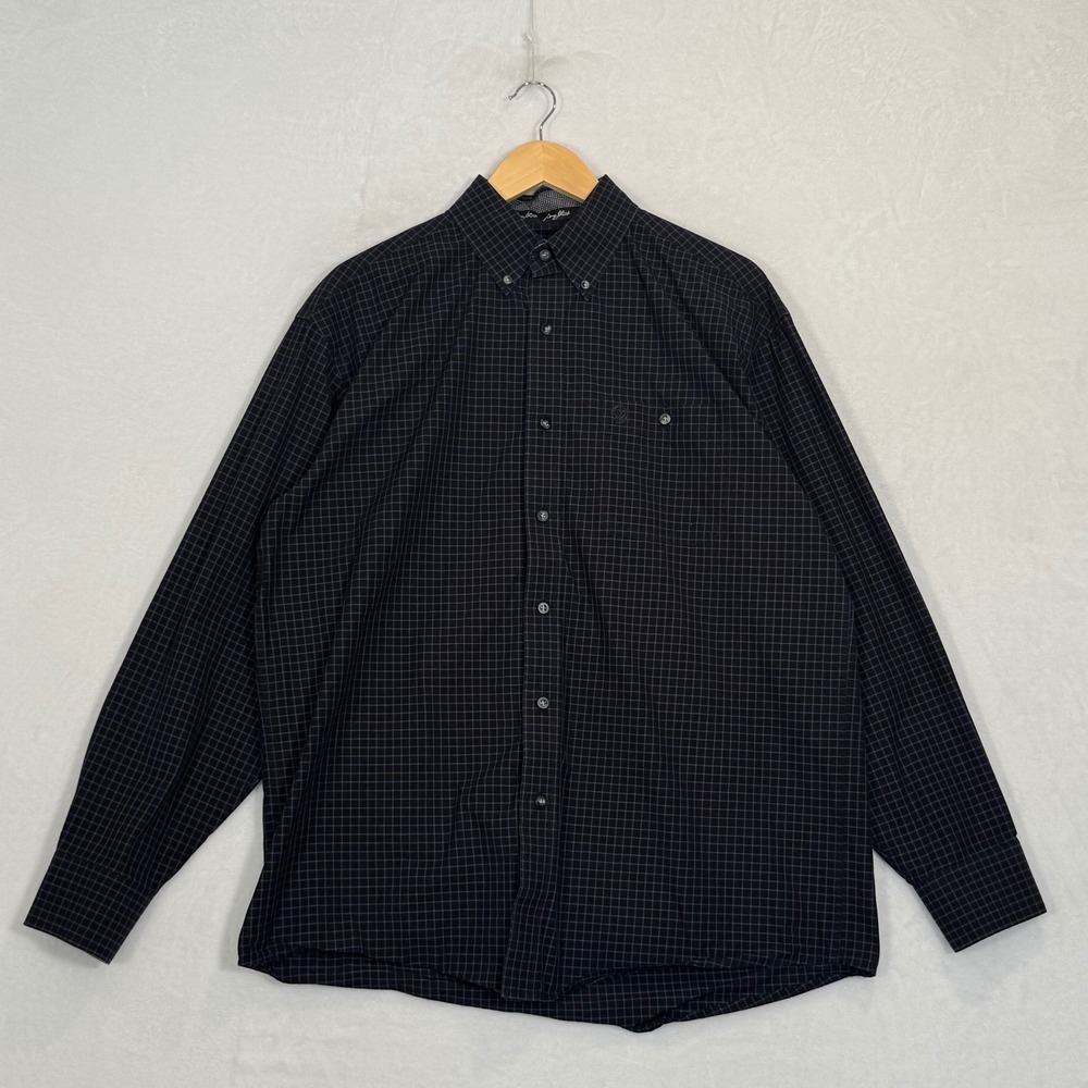Wrangler George Strait Black Purple Check Button Down Shirt Large